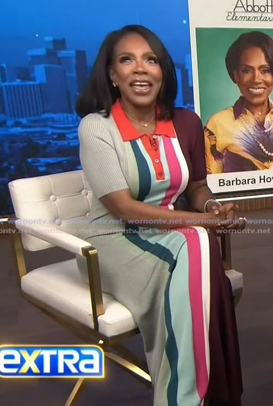 Sheryl Lee Ralph’s striped polo dress on Extra