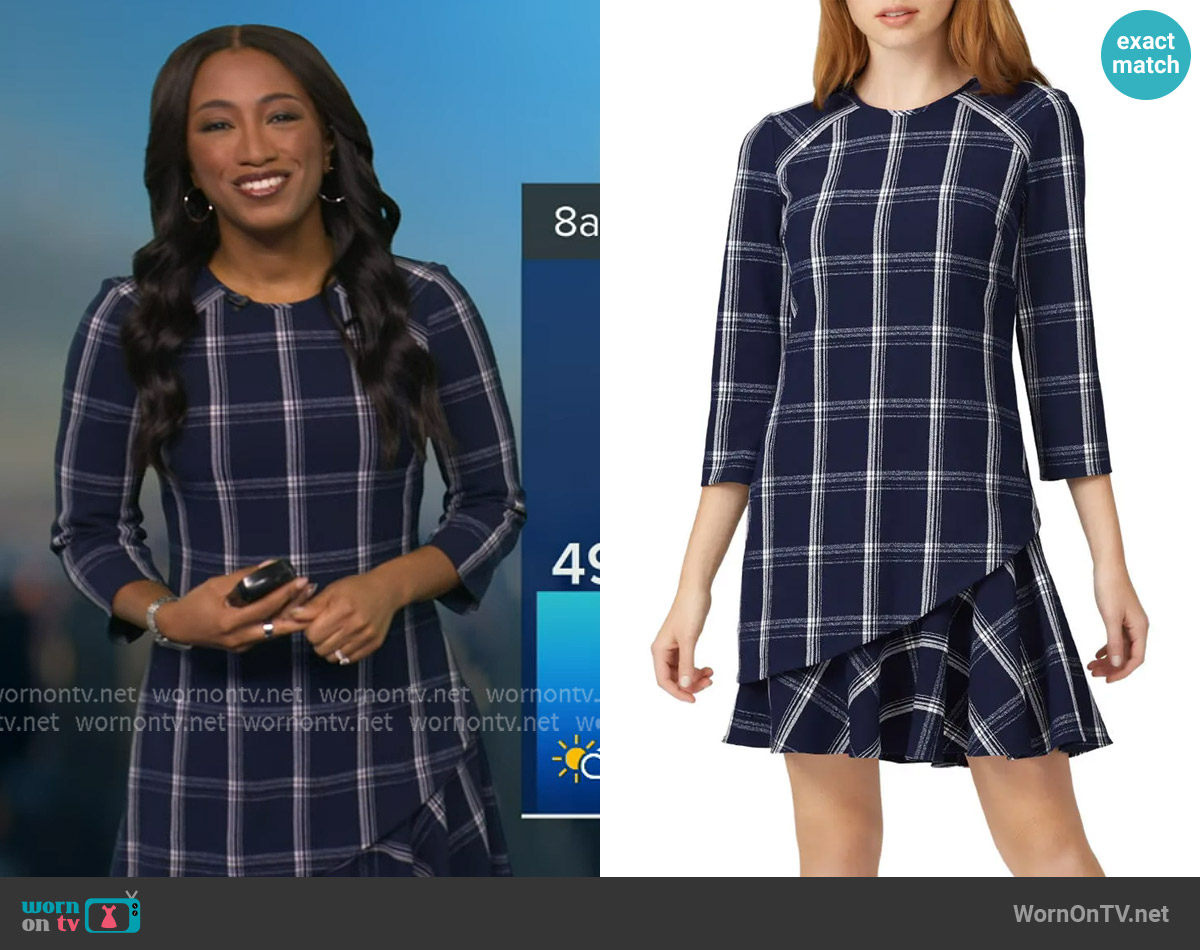 WornOnTV: Brittany’s blue check print mini dress on Good Morning ...