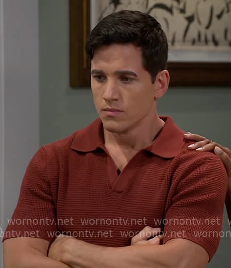 Smitty’s red short sleeve knit polo on Beyond the Gates