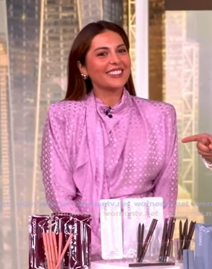 Sona Gasparian’s pink satin drape top on The View
