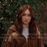 Sophia’s brown striped hoodie on Days of our Lives Sophia’s brown striped hoodie on Days of our Lives