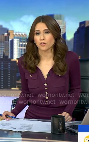 Sophie’s burgundy button front top and skirt on Good Morning America Sophie’s burgundy button front top and skirt on Good Morning America
