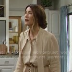 Steffy's beige tie-neck mini dress on The Bold and the Beautiful