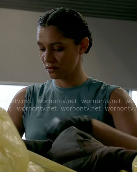 Stella's steel blue tank top on Chicago Fire