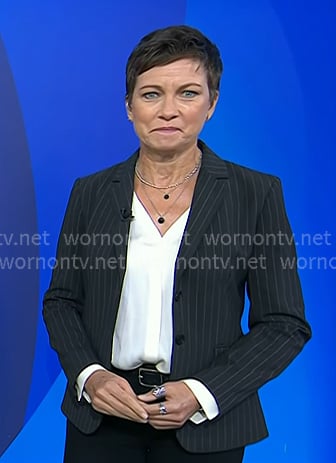 Stephanie's black pinstripe blzer on Today