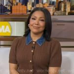 Stephanie’s brown denim collar cardigan on Good Morning America Stephanie’s brown denim collar cardigan on Good Morning America
