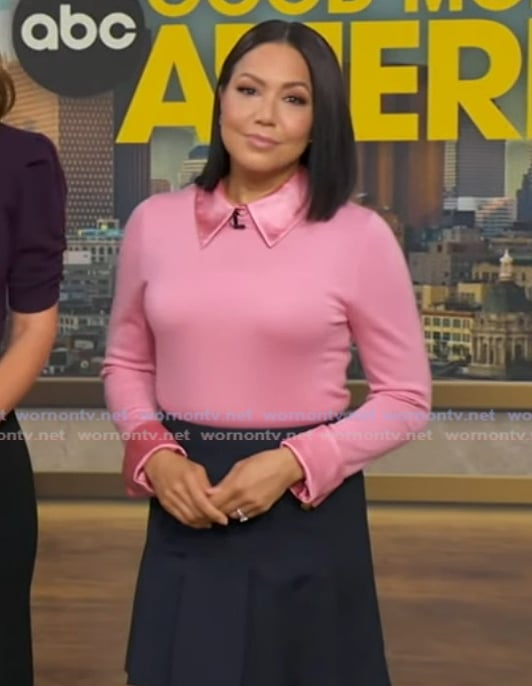 Stephanie’s pink collared sweater on Good Morning America