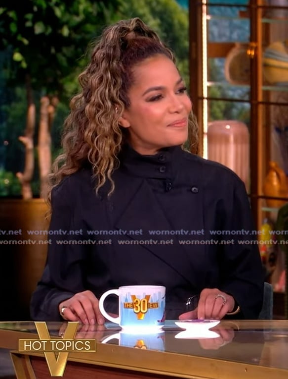 Sunny's black belted jacket and pants on The View