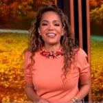 Sunny’s orange embellished neckline sweater on The View Sunny’s orange embellished neckline sweater on The View