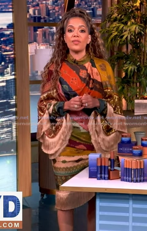 Sunny's patchwork print fringe dress on The View