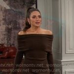 Sydney’s brown off-shoulder sweater dress on Days of our Lives