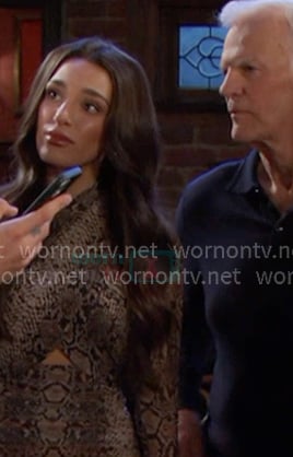 Sydney's snake print cross front dress on Days of our Lives