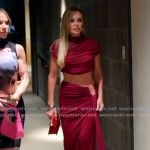 Tamra’s red cropped top and skirt on The Real Housewives of Orange County Tamra’s red cropped top and skirt on The Real Housewives of Orange County