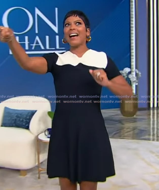 Tamron’s black bow detail mini dress on Tamron Hall Show Tamron’s black bow detail mini dress on Tamron Hall Show