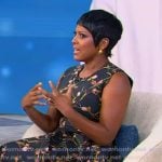 Tamron's black floral print dress on Tamron Hall Show Tamron's black floral print dress on Tamron Hall Show