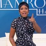 Tamron's black polka dot ruffle top on Tamron Hall Show Tamron's black polka dot ruffle top on Tamron Hall Show