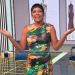 Tamron's floral print ruched sleeveless dress on Tamron Hall Show Tamron's floral print ruched sleeveless dress on Tamron Hall Show