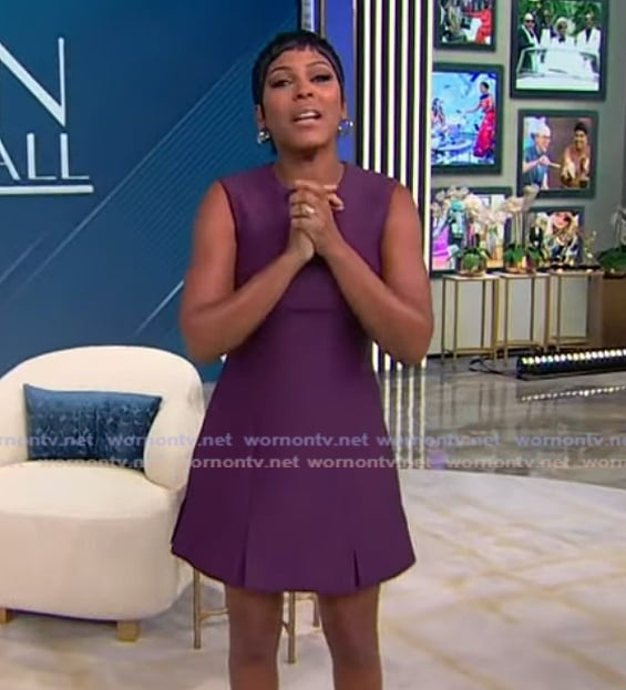 Tamron’s purple mini dress on Tamron Hall Show Tamron’s purple mini dress on Tamron Hall Show