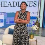 Tamron’s sleeveless geo print dress on Tamron Hall Show Tamron’s sleeveless geo print dress on Tamron Hall Show