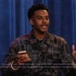 Tariq's blue patchwork jacket on Abbott Elementary
