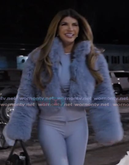 Teresa’s blue fur jacket on The Real Housewives Ultimate Girls Trip
