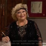 Traci's black fringed outfit at Sally and Billy's wedding on The Young and the Restless Traci's black fringed outfit at Sally and Billy's wedding on The Young and the Restless