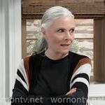 Tracy’s black striped cardigan on General Hospital