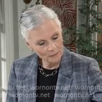 Tracy’s grey-blue plaid blazer on General Hospital