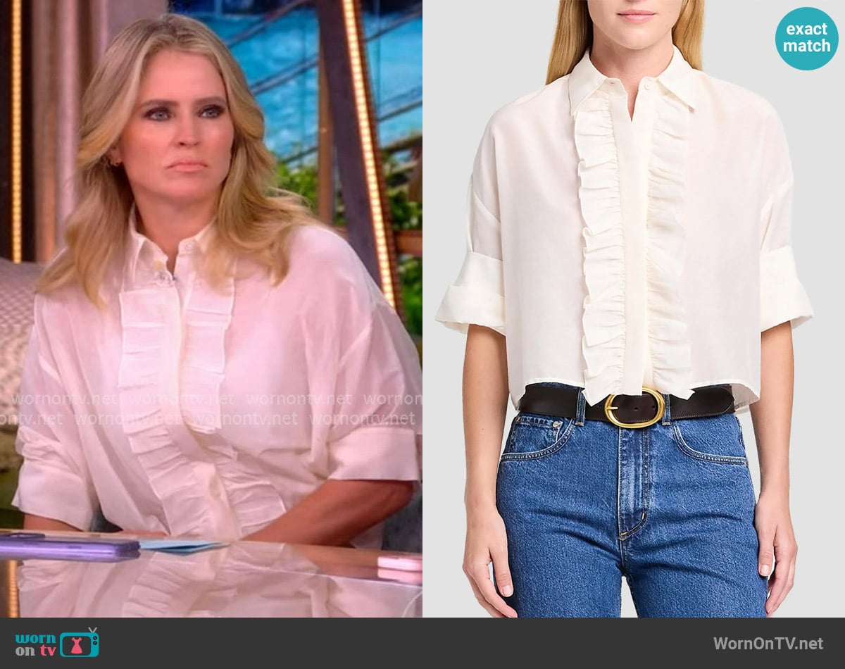 WornOnTV: Sara’s plaid pants and ruffled top on The View | Sara Haines ...
