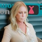 Vicki’s floral embroidered blouse on The Real Housewives of Orange County Vicki’s floral embroidered blouse on The Real Housewives of Orange County