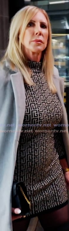 Vicki's monogram print dress on The Real Housewives of Orange County