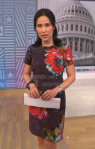 Vicky's black floral shift dress on NBC News Daily