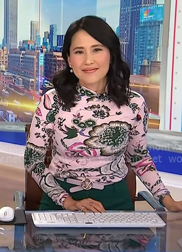 Vicky's pink floral turletneck top on NBC News Daily