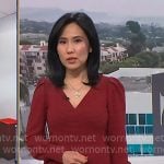 Vicky's red ribbed v-neck dress on NBC News Daily Vicky's red ribbed v-neck dress on NBC News Daily