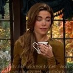 Victoria’s olive floral long sleeve top on The Young and the Restless