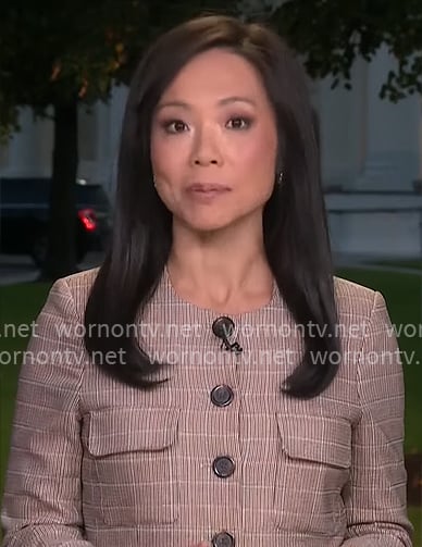 Weijia Jiang's plaid jacket on CBS Mornings
