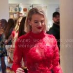 Whitney’s red floral lace top and leather skirt on The Real Housewives of Salt Lake City