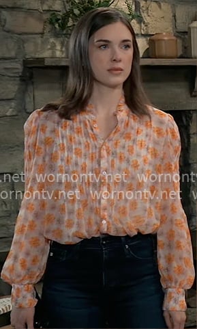 Willow’s orange floral blouse on General Hospital Willow’s orange floral blouse on General Hospital