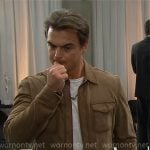 Wyatt's brown suede shirt jacket on The Bold and the Beautiful Wyatt's brown suede shirt jacket on The Bold and the Beautiful