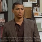 Zende’s brown polo shirt and blazer on The Bold and the Beautiful Zende’s brown polo shirt and blazer on The Bold and the Beautiful