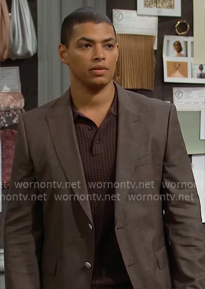 Zende’s brown polo shirt and blazer on The Bold and the Beautiful Zende’s brown polo shirt and blazer on The Bold and the Beautiful